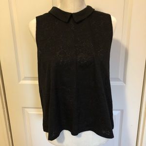 Forever21 Black Lace Peter Pan Collar Top